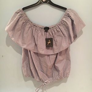 NWT Ruffled Striped Top
